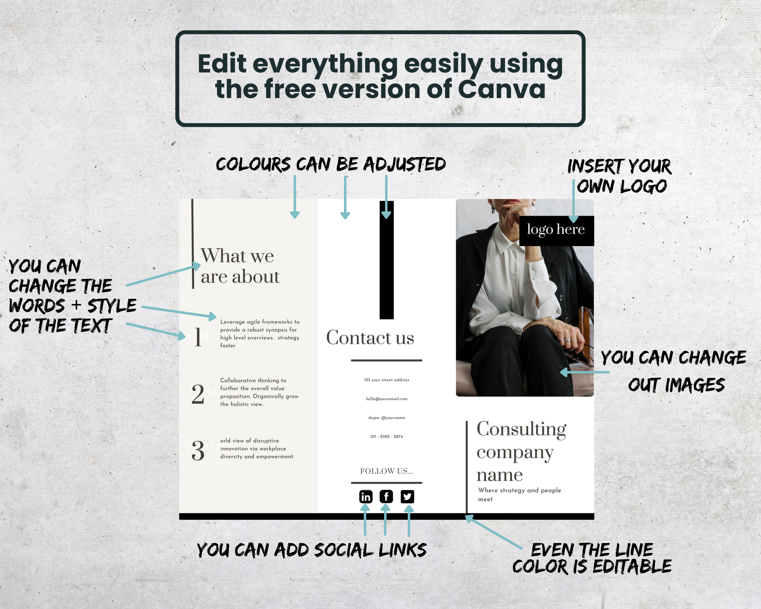 Modern Trifold Brochure Canva Template for Consultants - Image 4