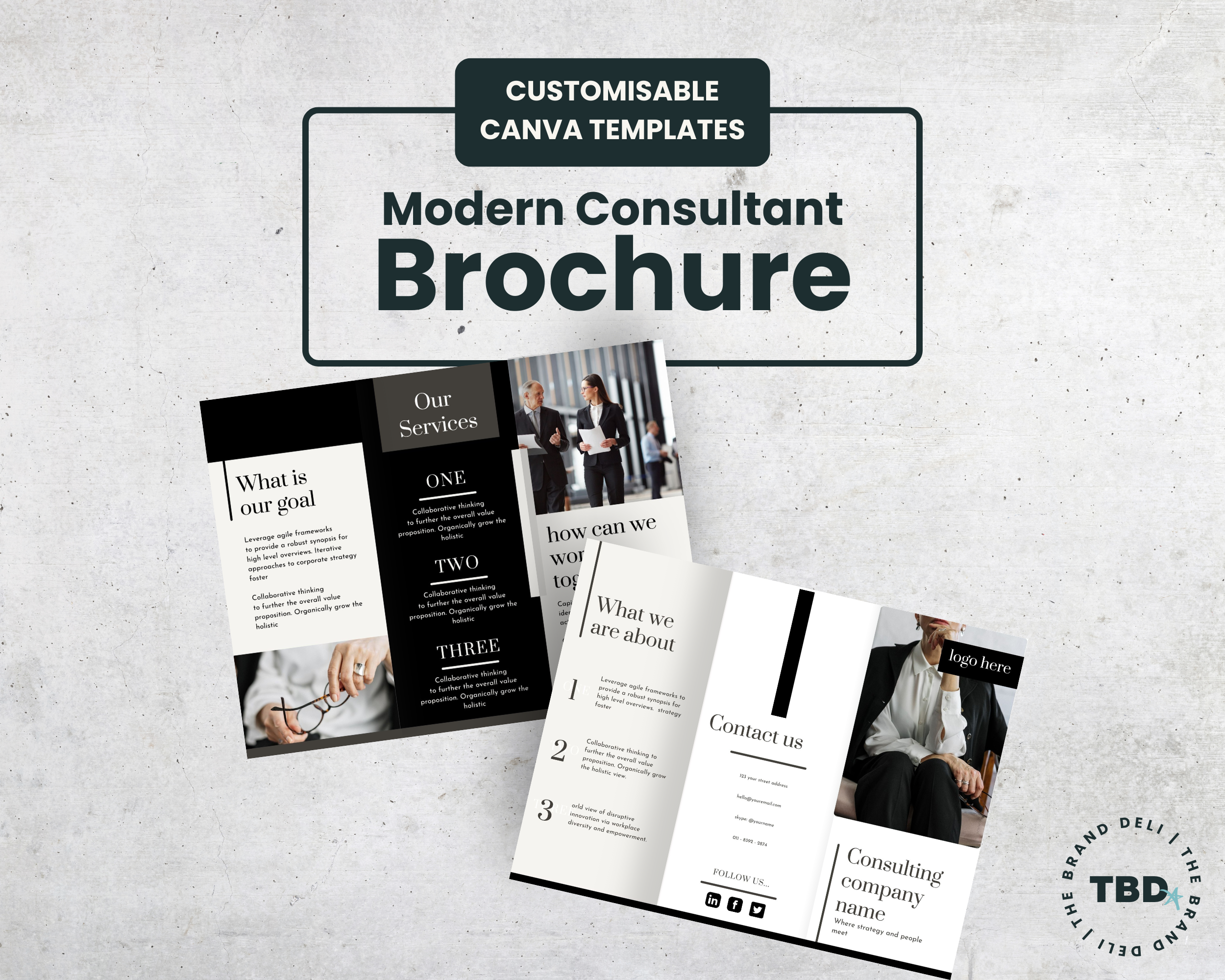 Modern Trifold Brochure Canva Template for Consultants