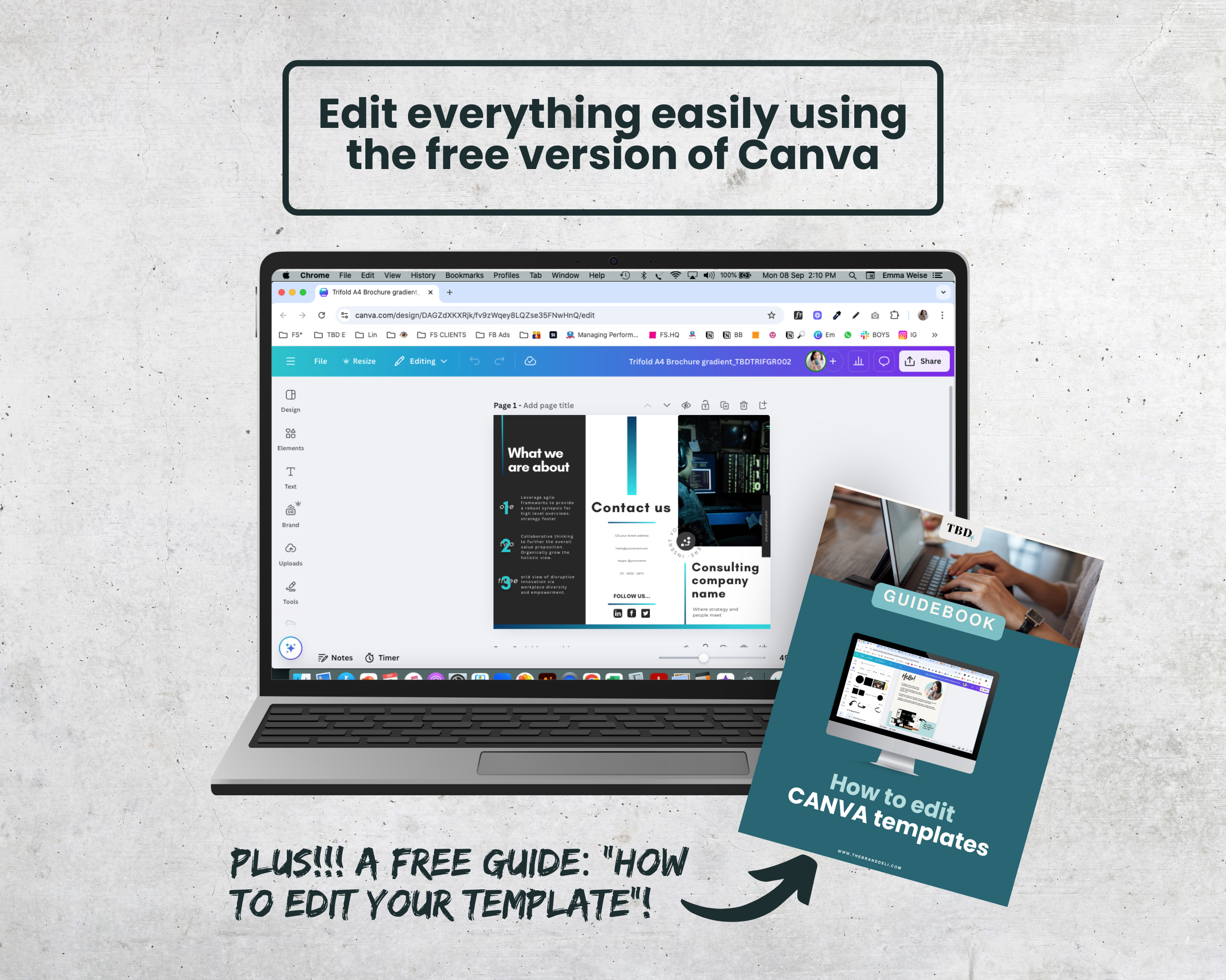 Modern Trifold Brochure Canva Template for Consultants | Blue + Grey - Image 4