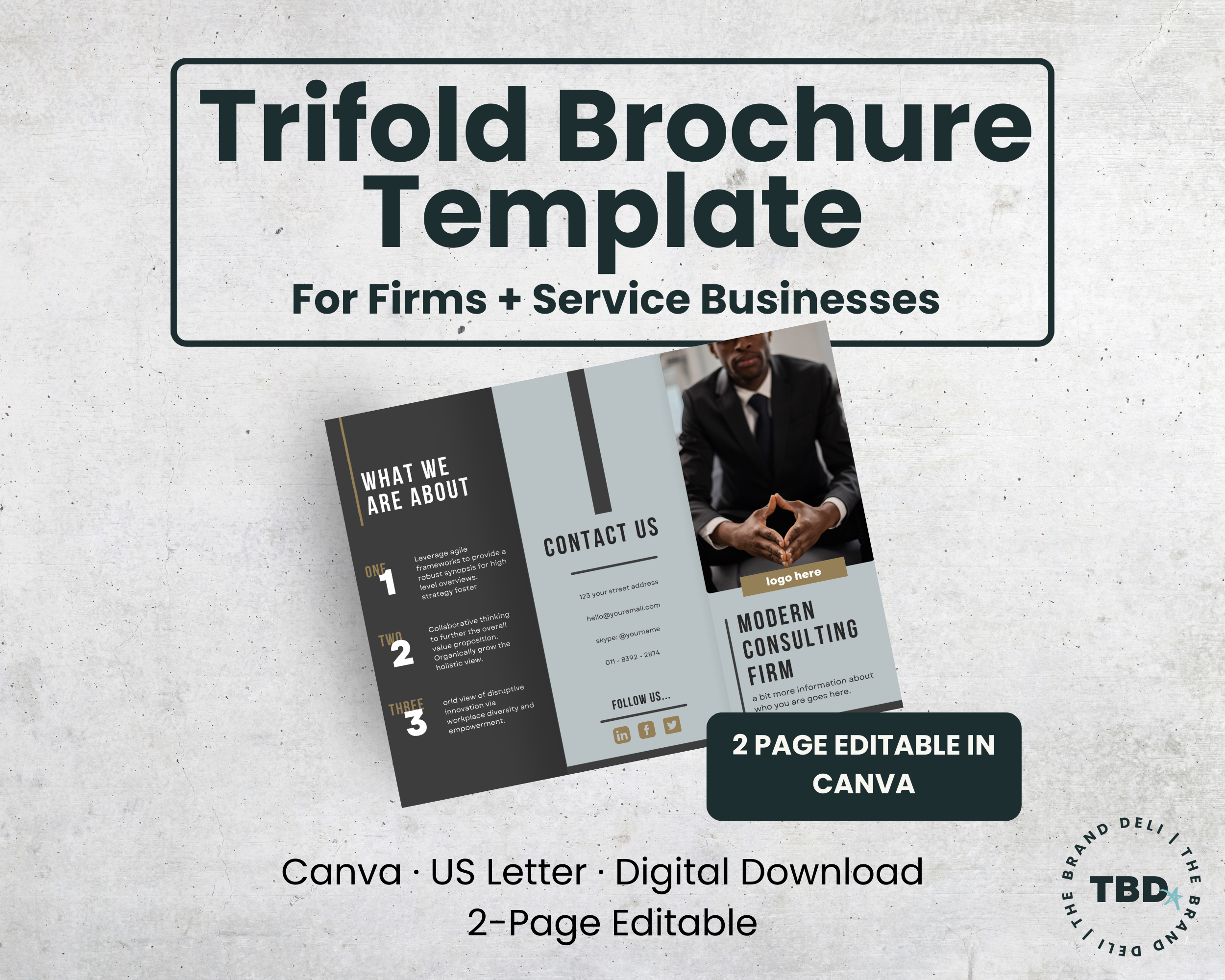 Consulting Firm Trifold Brochure Canva Template | Professional Business Marketing Brochure | US Letter