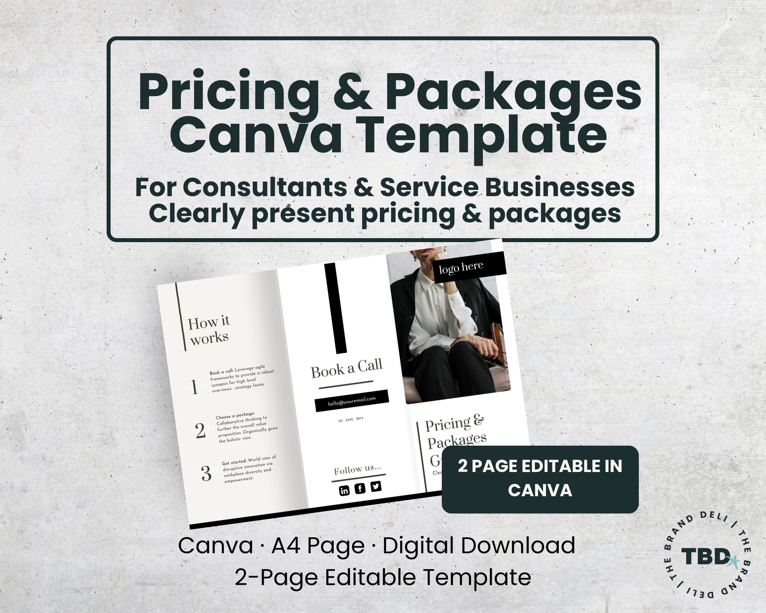 Pricing & Packages Guide Canva Template | editable services package A4 flyer (Digital Download)