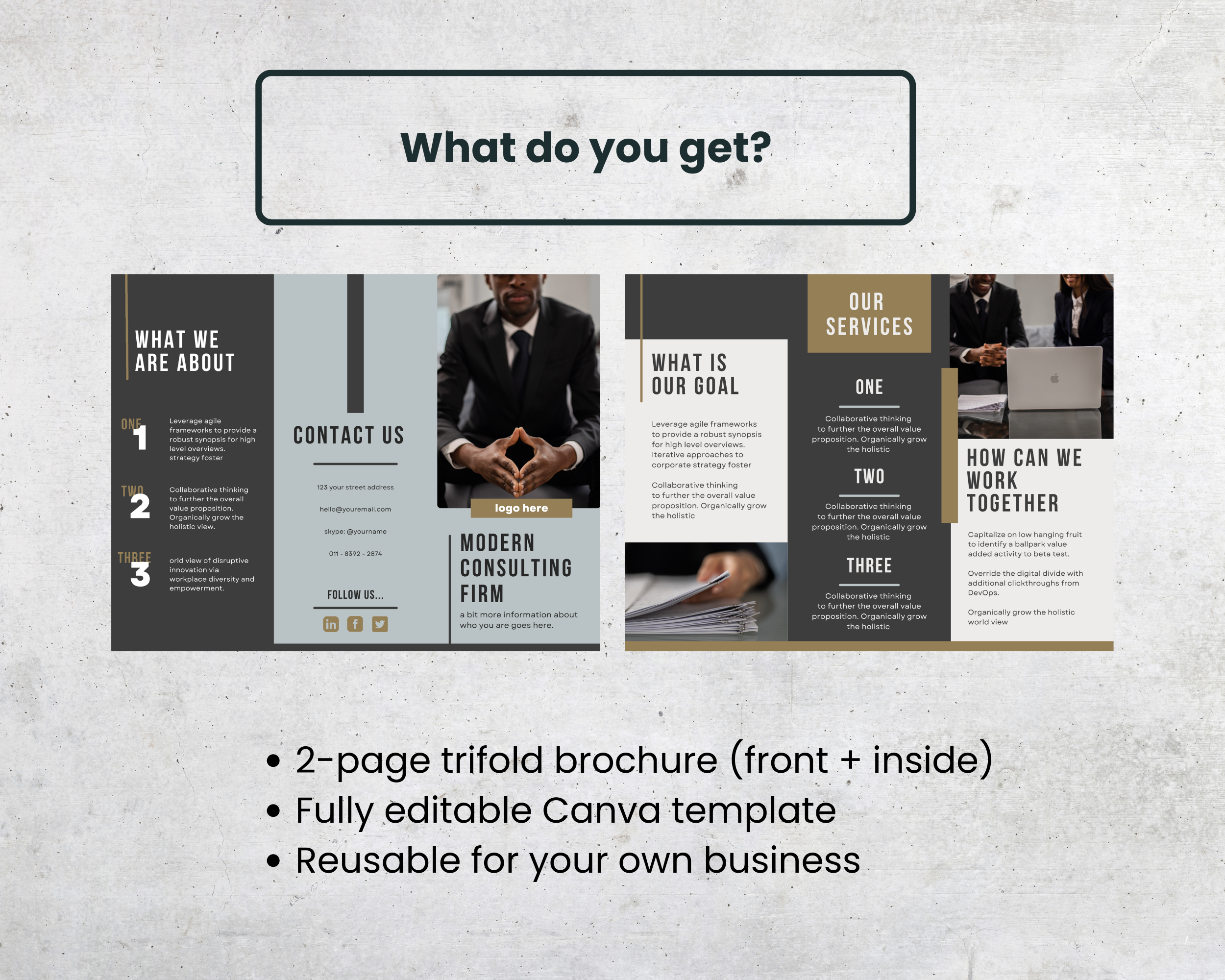 Consulting Firm Trifold Brochure Canva Template | Professional Business Marketing Brochure | US Letter - Image 4