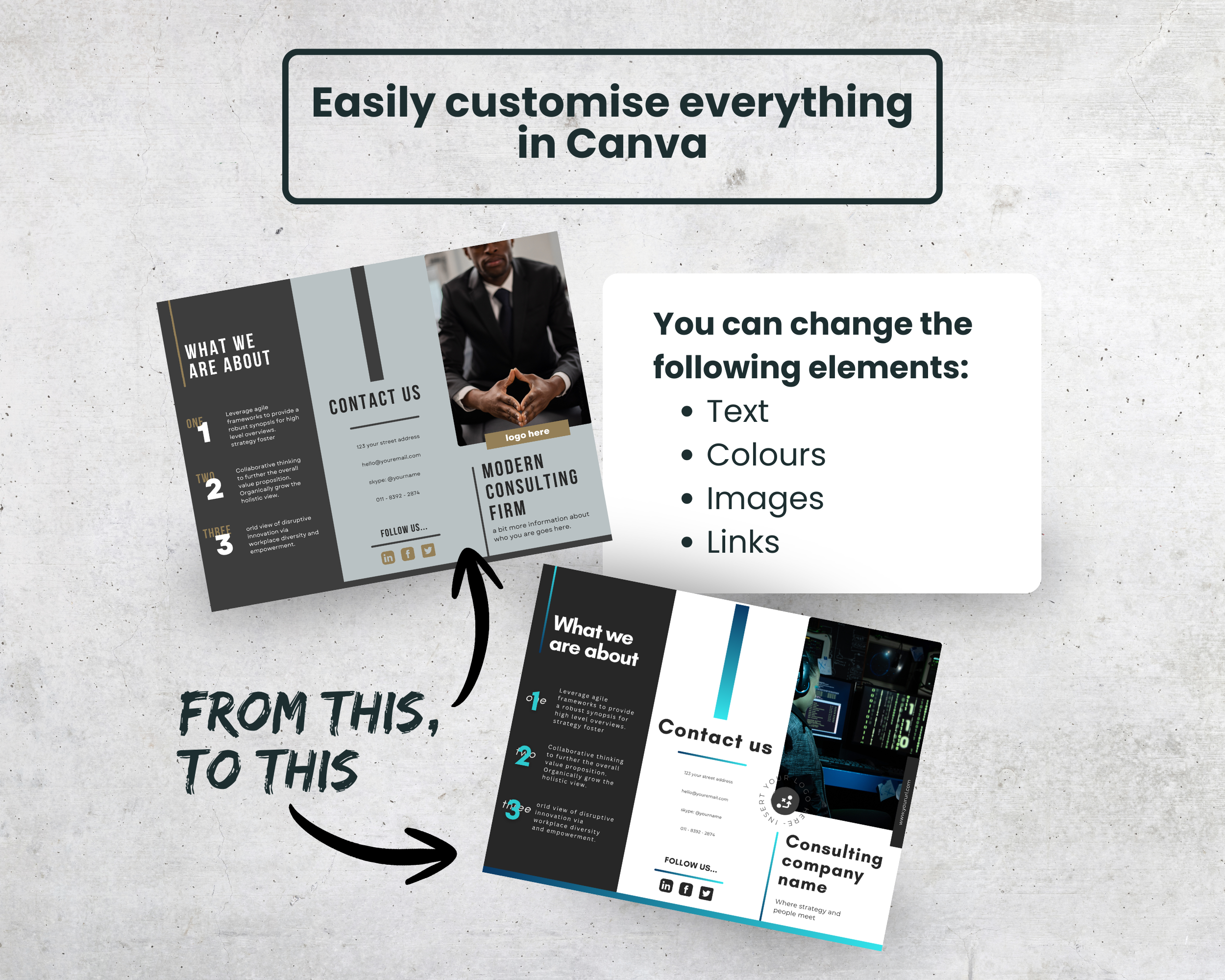 Consulting Firm Trifold Brochure Canva Template | Professional Business Marketing Brochure | US Letter - Image 3